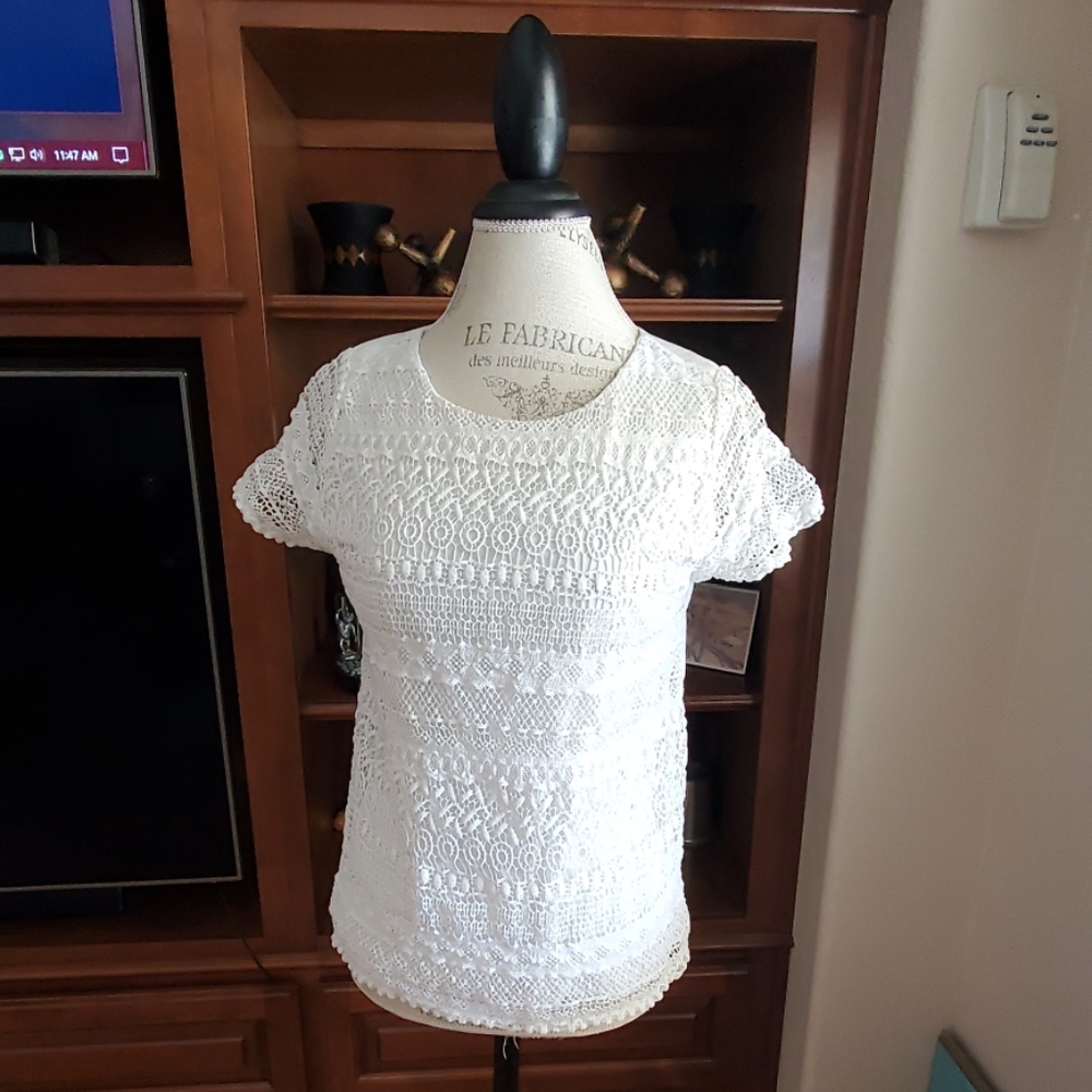 J. Crew white eyelet lace top